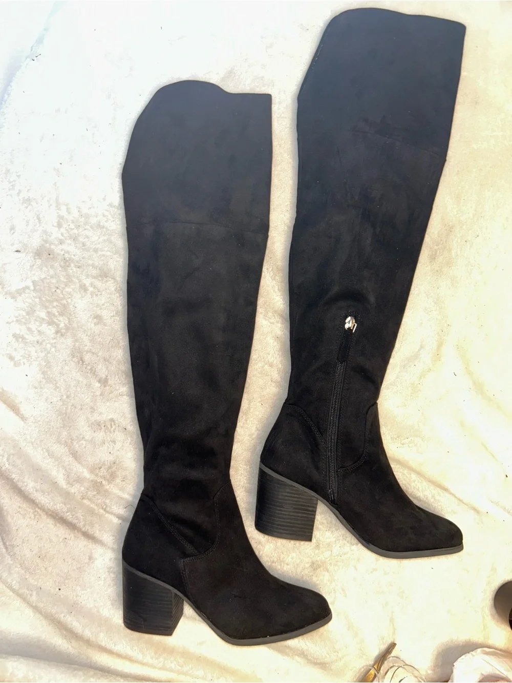 bp Black Over-the-Knee Block Heel Boots